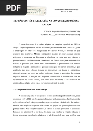 Hernán Cortés e a religião na Conquista do México Antigo (Portugués) (Artigo)