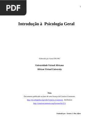 Introdução à Psicologia Geral (Portugués)