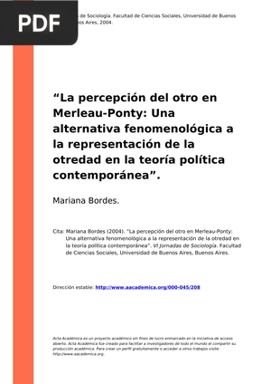 La percepción del otro en Merleau-Ponty