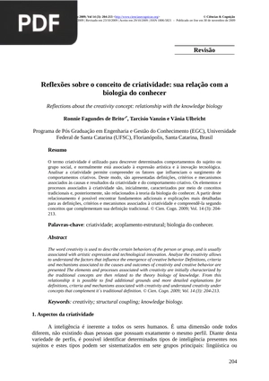 Reflexões sobre o conceito de criatividade: sua relação com a biologia do conhecer (Portugués)