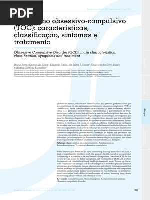 Transtorno obsessivo-compulsivo (TOC): características, clasificação, sintomas e tratamento (Portugués) (Artículo)