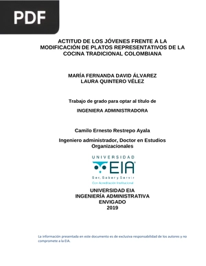 Actitud de los jóvenes frente a la modificación de platos representativos de la cocina tradicional colombiana