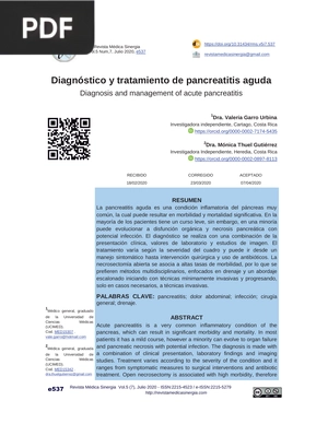 Diagnóstico y tratamiento de pancreatitis aguda