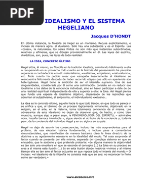 El Idealismo y el Sistema Hegeliano (Articulo)