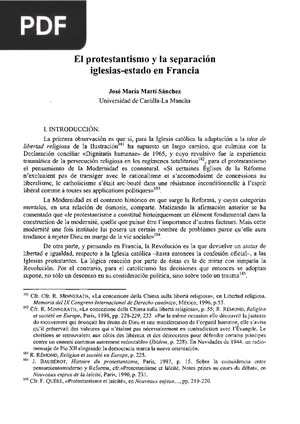 El protestantismo y la separación iglesias-estado en Francia