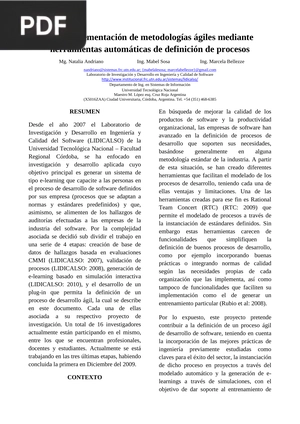 Implementación de metodologías ágiles mediante herramientas automáticas de definición de procesos (Articulo)