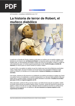 La historia de terror de Robert, el muñeco diabólico (Artículo)