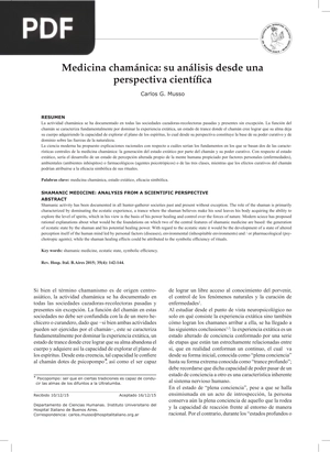 Medicina chamánica: su análisis desde una perspectiva científica (Articulo)