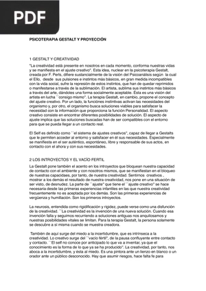 Psicoterapia Gestalt y proyección (Articulo)