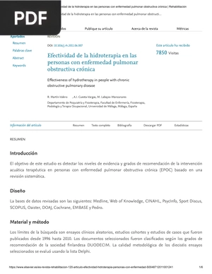 Efectividad de la hidroterapia en las personas con enfermedad pulmonar obstructiva crónica (Articulo)