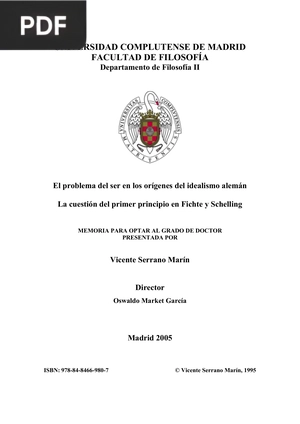 El problema del ser en los orígenes del idealismo alemán. La cuestión del primer principio en Fichte y Schelling