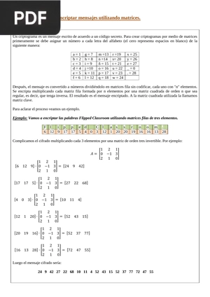 Encriptar mensajes utilizando matrices (Articulo)