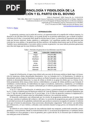 Endocrinología y fisiología de la gestación y el parto en el bovino (Articulo)