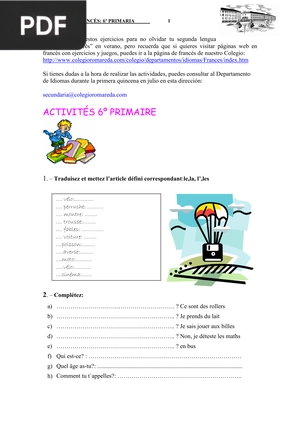 Activités 6º primaire