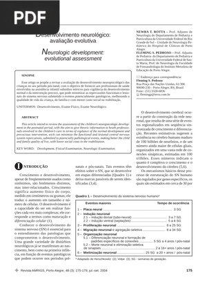 Desenvolvimento neurológico: avaliação evolutiva (Portugués) (Artículo)