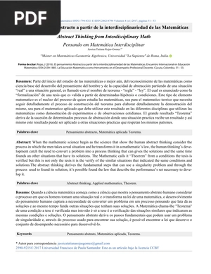 El pensamiento Abstracto a partir de la interdisciplinariedad de las Matemáticas (Artículo)