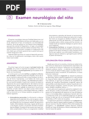 Examen neurológico del niño (Artículo)