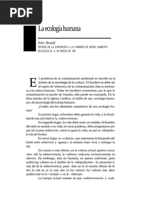 La ecología humana (Artículo)