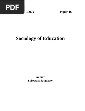 Sociology of Education (Inglés)