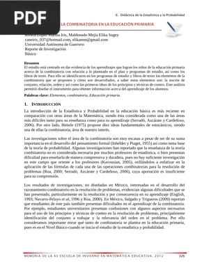 Elementos de la combinatoria en la educación primaria (Articulo)