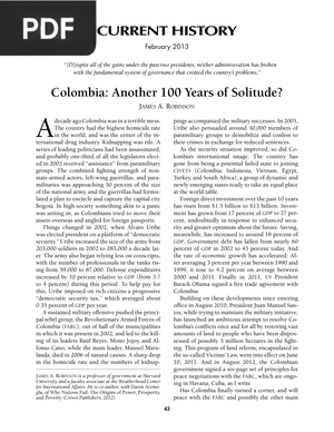 Colombia: Another 100 Years of Solitude? (inglés)