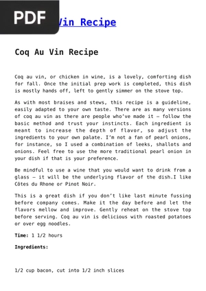 Coq Au Vin Recipe (Inglés)