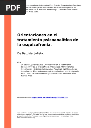 Orientaciones en el tratamiento psicoanalítico de la esquizofrenia (Artículo)