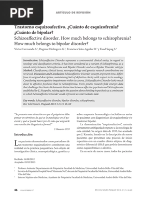 Trastorno esquizoafectivo. ¿Cuánto de esquizofrenia? ¿Cuánto de bipolar?