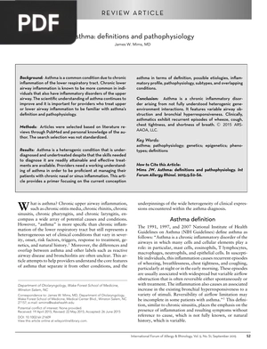 Asthma: definitions and pathophysiology (Inglés) (Artículo)