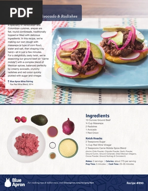 Beef Arepas with Pickled Onion, Avocado & Radishes (Inglés) (Artículo)