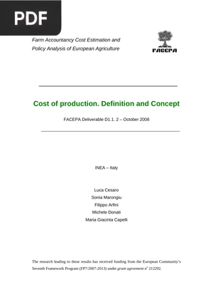 Cost of production. Definition and Concept (Inglés)