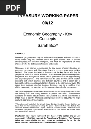 Economic Geography - Key Concepts