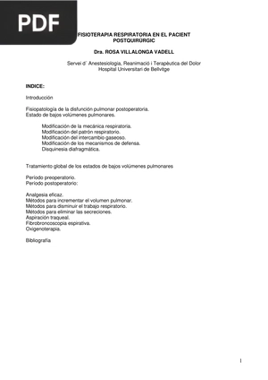 Fisioterapia Respiratoria en el paciente postquirúrgico