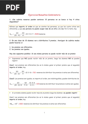 Ejercicios Resueltos Combinatoria (Articulo)