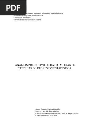 Análisis predictivo de datos mediante técnicas de regresión estadística