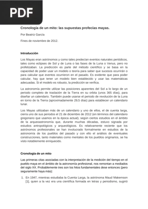 Cronología de un mito: las supuestas profecías mayas (Articulo)