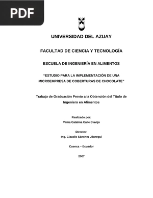 Estudio para la implementación de una microempresa de coberturas de chocolate