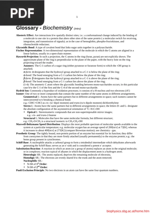 Glossary - Biochemistry