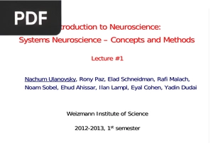 Introduction to Neuroscience: Introduction to Neuroscience: Systems Neuroscience Systems Neuroscience – Concepts and Methods (Inglés) (Presentación)