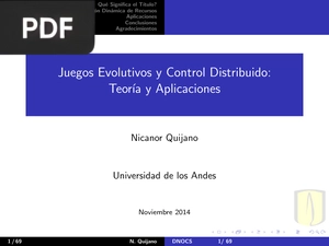 Juegos Evolutivos y Control Distribuido: Teoria y Aplicaciones (Presentación)