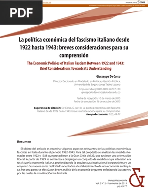 La política económica del fascismo italiano desde 1922 hasta 1943