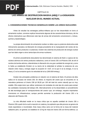 Las armas de destrucción masiva (ABQ) y la disuasión nuclear en el mundo actual