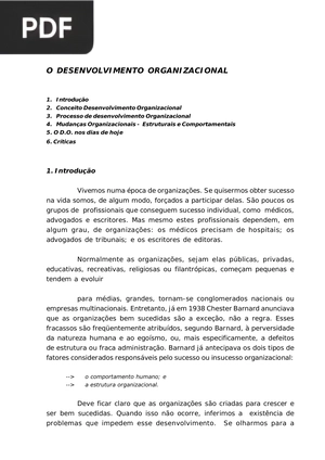 O desenvolvimento organizacional (portugués)