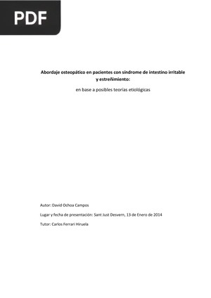 Abordaje osteopático en pacientes con síndrome de intestino irritable y estreñimiento