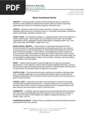 Basic Investment Terms