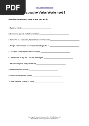 Causative Verbs Worksheet 2