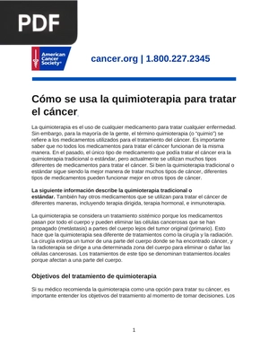 Cómo se usa la quimioterapia para tratar el cáncer (Articulo)