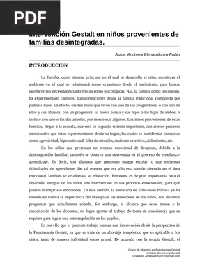 Intervención Gestalt en niños provenientes de familias desintegradas