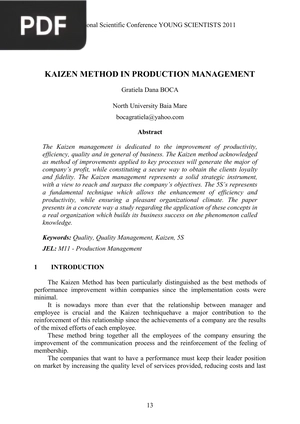 Kaizen method in production in management (Inglés) (Artículo)