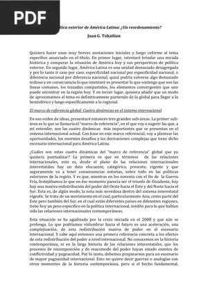 La política exterior de América Latina: ¿Un reordenamiento?